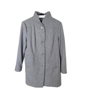 Kate Spade Gray Wool Blend Stand Collar Long Coat Size L